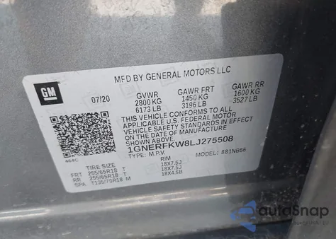 2020 Chevrolet Traverse Fwd Ls z USA, uszkodzony, nr VIN 1GNERFKW8LJ275508